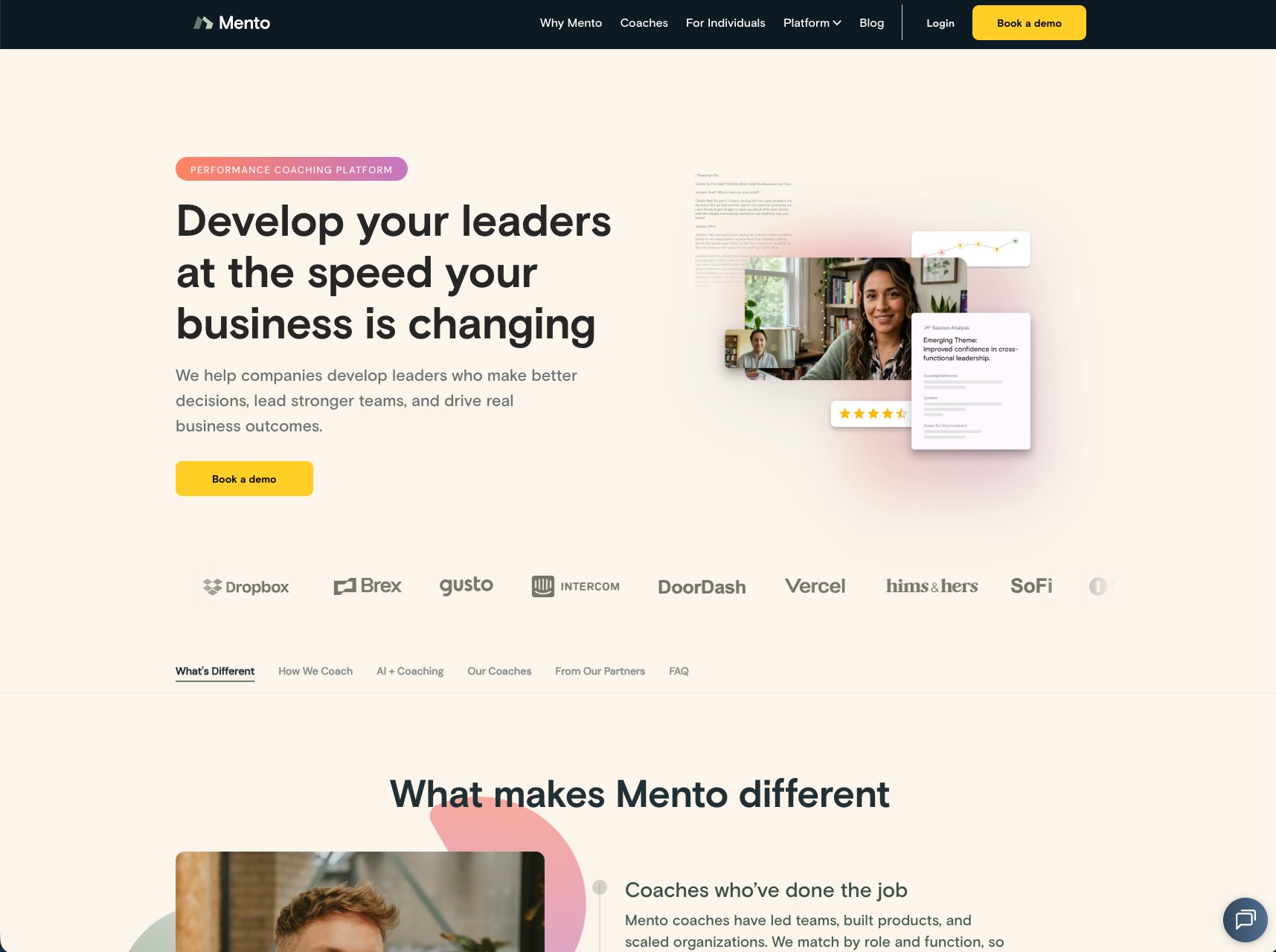Screenshot of the Why Mento page on mento.co